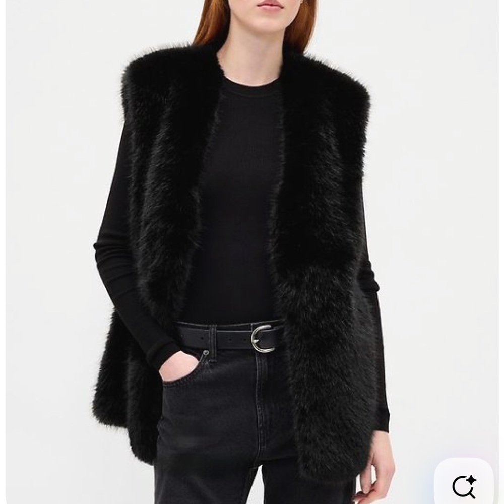 Black faux fur vest sweater jacket coat M